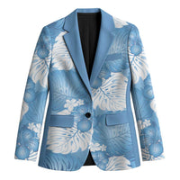 Blue Aloha Hawaii Blazer Monstera Hibiscus Plumeria Seamless Vibes LT14 Unisex Blue - Polynesian Pride