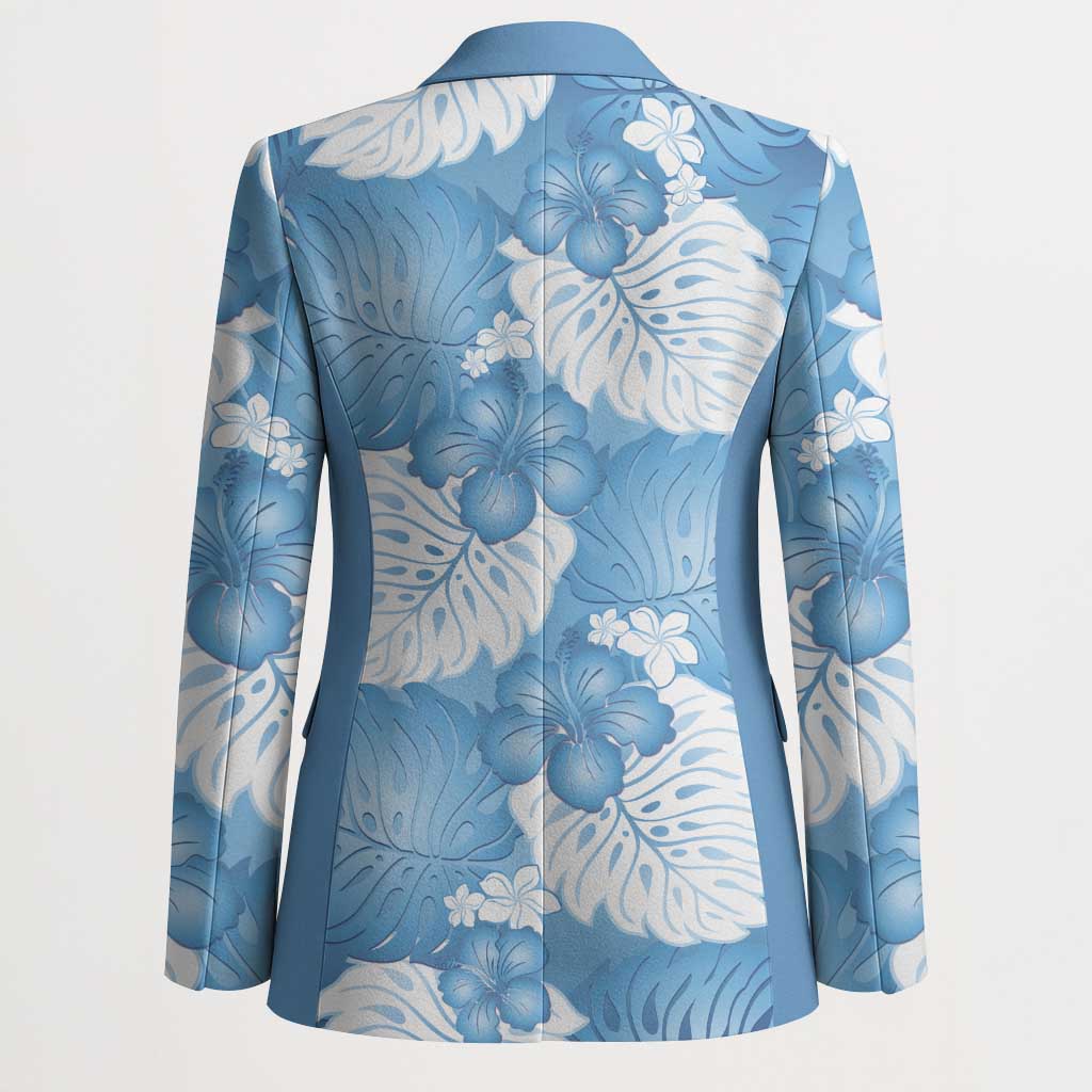 Blue Aloha Hawaii Blazer Monstera Hibiscus Plumeria Seamless Vibes LT14 - Polynesian Pride