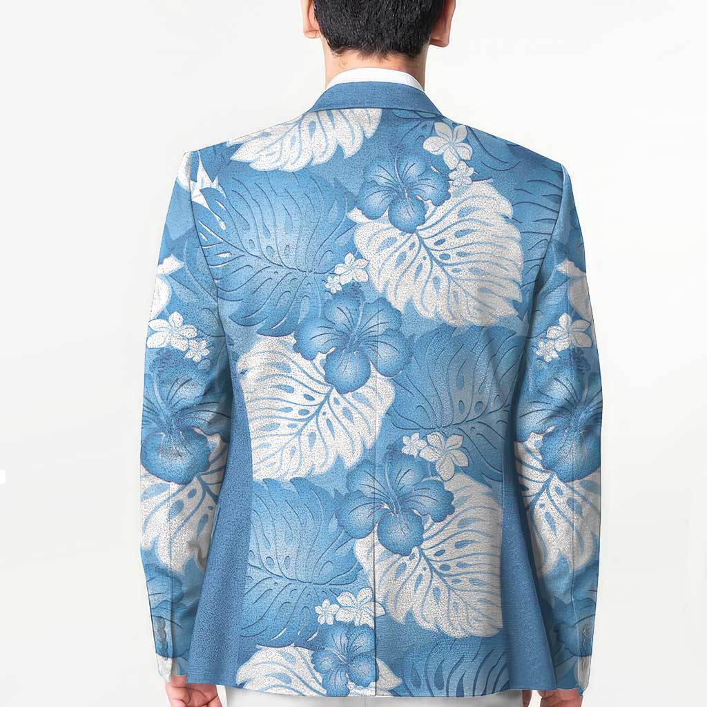 Blue Aloha Hawaii Blazer Monstera Hibiscus Plumeria Seamless Vibes LT14 - Polynesian Pride