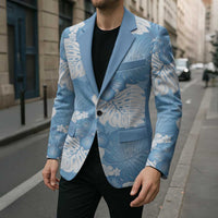 Blue Aloha Hawaii Blazer Monstera Hibiscus Plumeria Seamless Vibes LT14 - Polynesian Pride