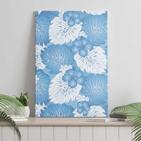 Blue Aloha Hawaii Canvas Wall Art Monstera Hibiscus Plumeria Seamless Vibes - Polynesian Pride