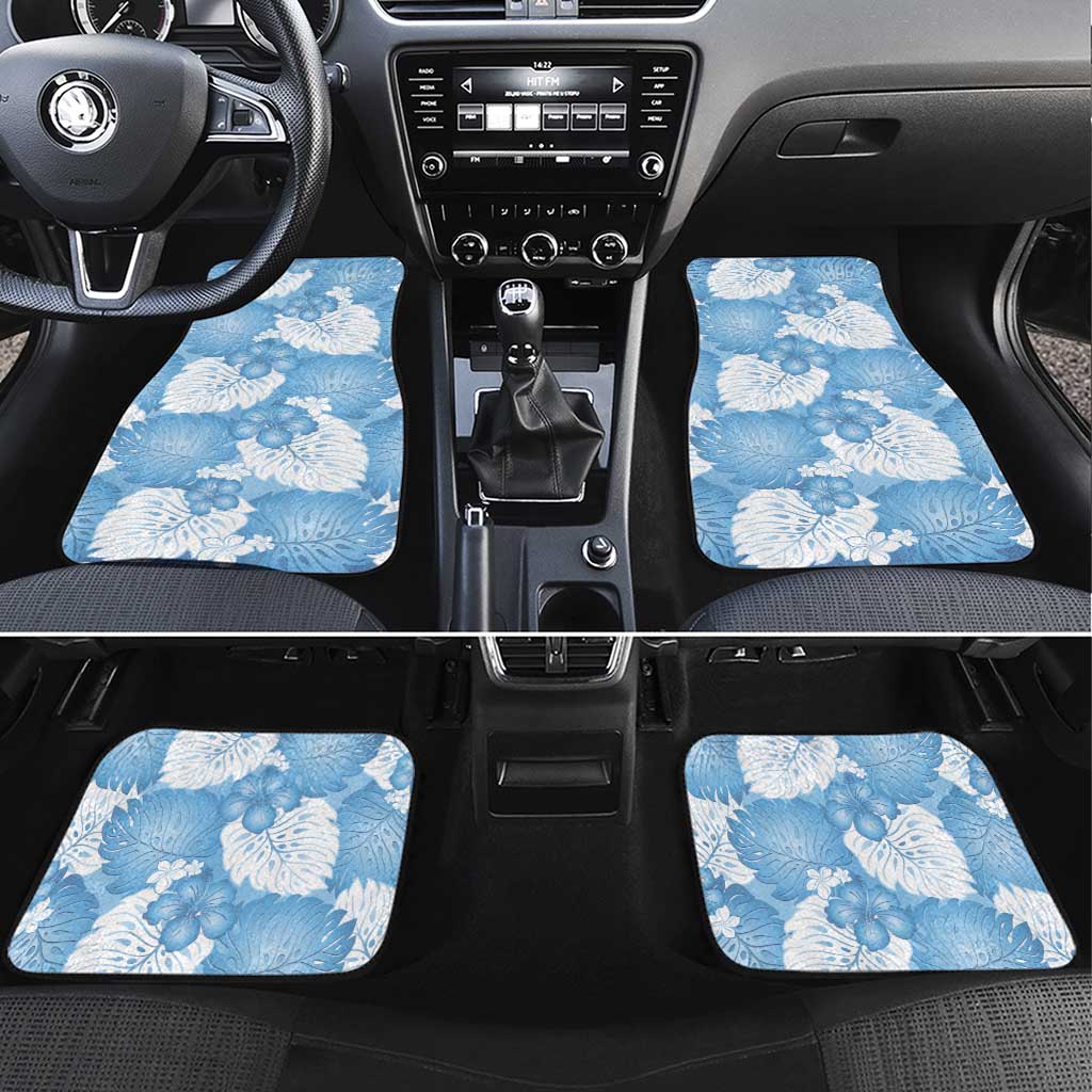 Blue Aloha Hawaii Car Mats Monstera Hibiscus Plumeria Seamless Vibes - Polynesian Pride