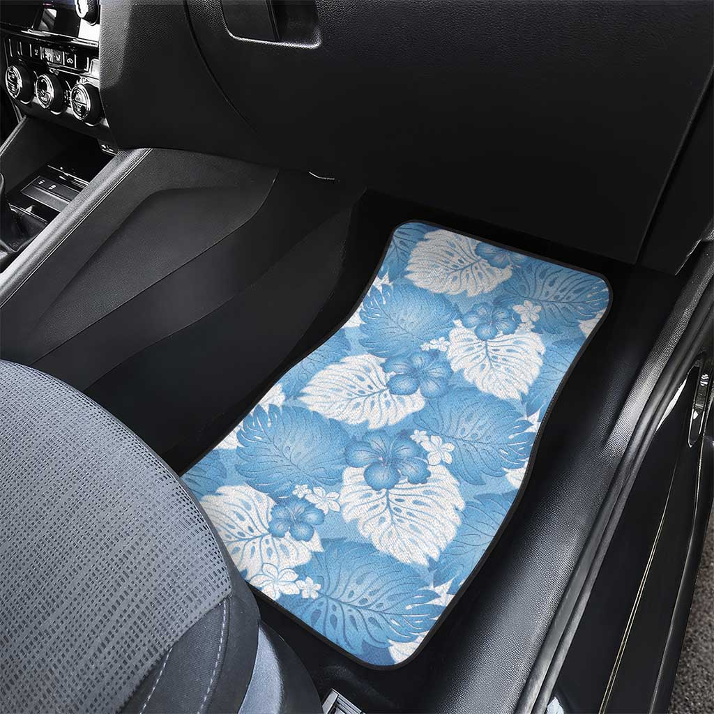 Blue Aloha Hawaii Car Mats Monstera Hibiscus Plumeria Seamless Vibes - Polynesian Pride