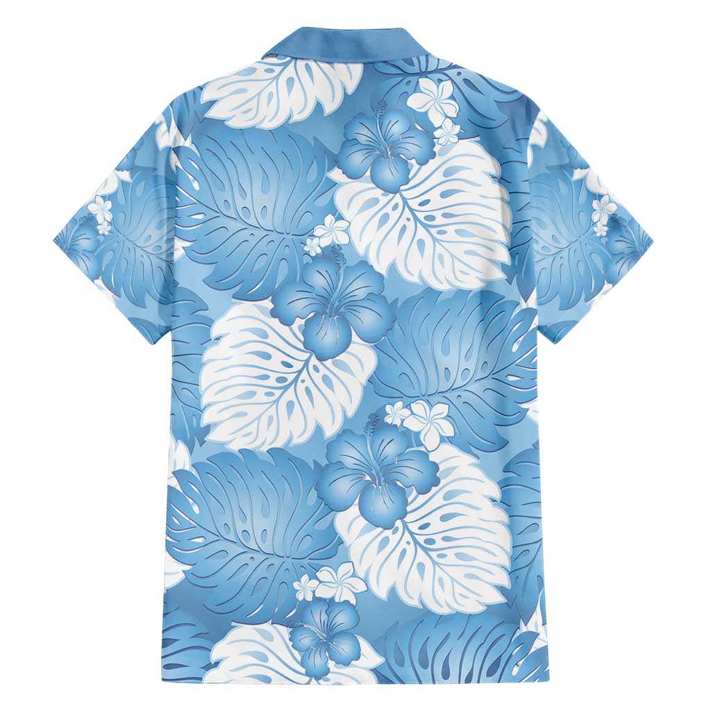 Blue Aloha Hawaii Family Matching Summer Maxi Dress and Hawaiian Shirt Monstera Hibiscus Plumeria Seamless Vibes - Polynesian Pride