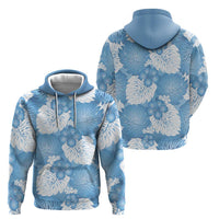 Blue Aloha Hawaii Hoodie Monstera Hibiscus Plumeria Seamless Vibes - Polynesian Pride