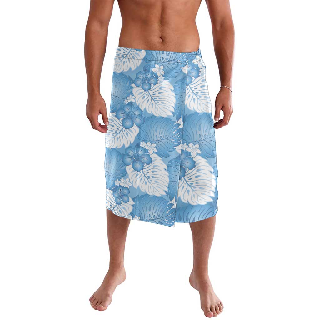 Blue Aloha Hawaii Lavalava Monstera Hibiscus Plumeria Seamless Vibes - Polynesian Pride