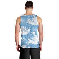 Blue Aloha Hawaii Men Tank Top Monstera Hibiscus Plumeria Seamless Vibes - Polynesian Pride