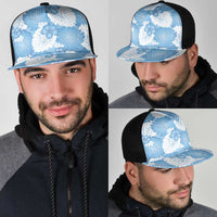 Blue Aloha Hawaii Mesh Trucker Cap Monstera Hibiscus Plumeria Seamless Vibes - Polynesian Pride