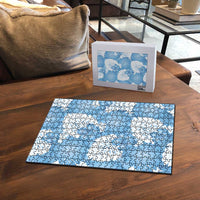 Blue Aloha Hawaii Puzzle Monstera Hibiscus Plumeria Seamless Vibes - Polynesian Pride