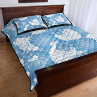 Blue Aloha Hawaii Quilt Bed Set Monstera Hibiscus Plumeria Seamless Vibes - Polynesian Pride