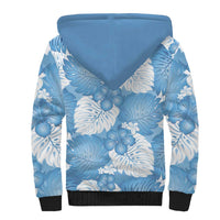 Blue Aloha Hawaii Sherpa Hoodie Monstera Hibiscus Plumeria Seamless Vibes LT14 - Polynesian Pride