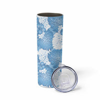 Blue Aloha Hawaii Skinny Tumbler Monstera Hibiscus Plumeria Seamless Vibes - Polynesian Pride