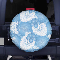 Blue Aloha Hawaii Spare Tire Cover Monstera Hibiscus Plumeria Seamless Vibes - Polynesian Pride