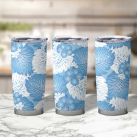 Blue Aloha Hawaii Tumbler Cup Monstera Hibiscus Plumeria Seamless Vibes - Polynesian Pride