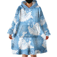 Blue Aloha Hawaii Wearable Blanket Hoodie Monstera Hibiscus Plumeria Seamless Vibes - Polynesian Pride