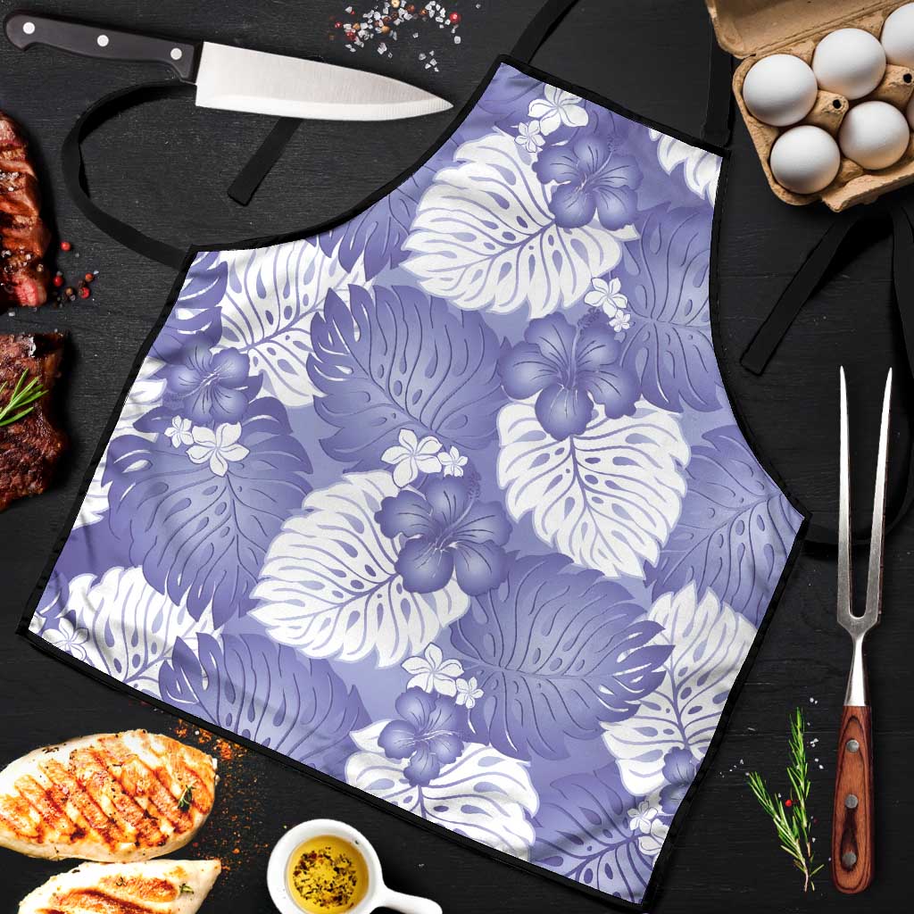 Purple Aloha Hawaii Apron Monstera Hibiscus Plumeria Seamless Vibes - Polynesian Pride