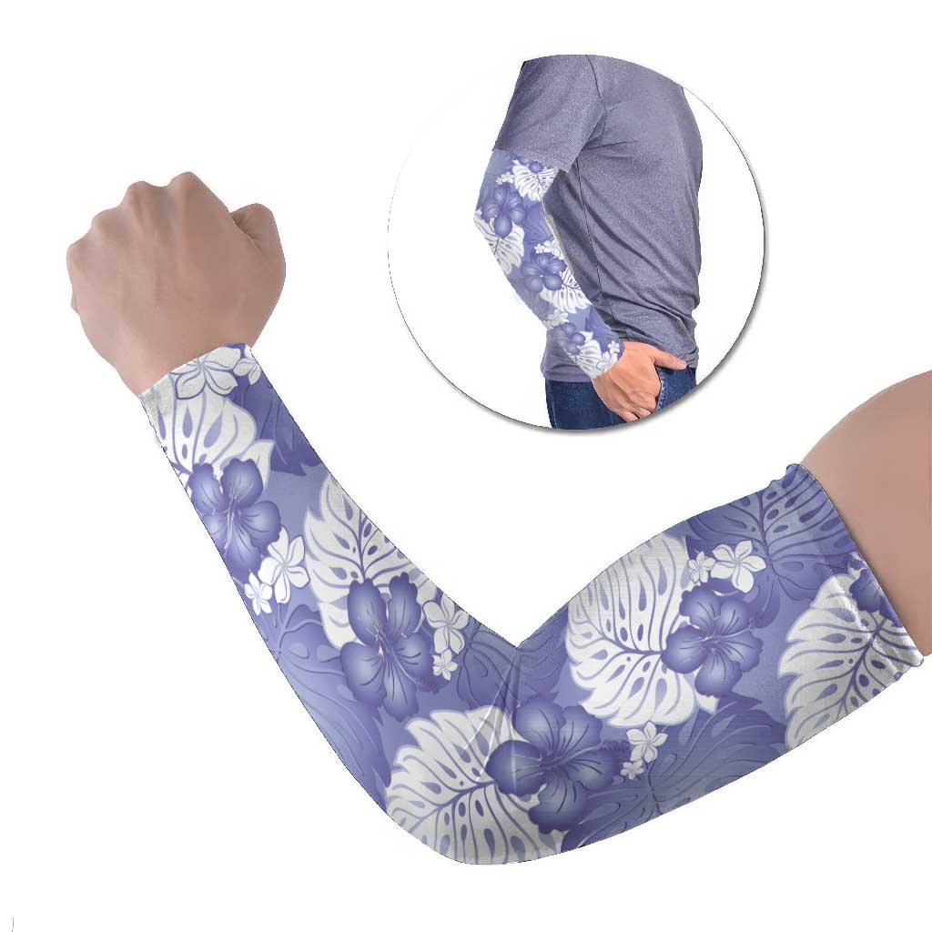 Purple Aloha Hawaii Arm Sleeves Monstera Hibiscus Plumeria Seamless Vibes - Polynesian Pride