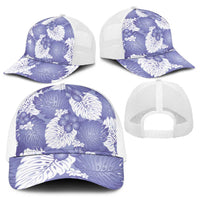 Purple Aloha Hawaii Baseball Net Cap Monstera Hibiscus Plumeria Seamless Vibes - Polynesian Pride