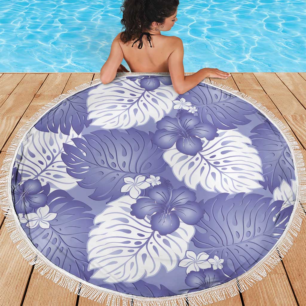 Purple Aloha Hawaii Beach Blanket Monstera Hibiscus Plumeria Seamless Vibes - Polynesian Pride