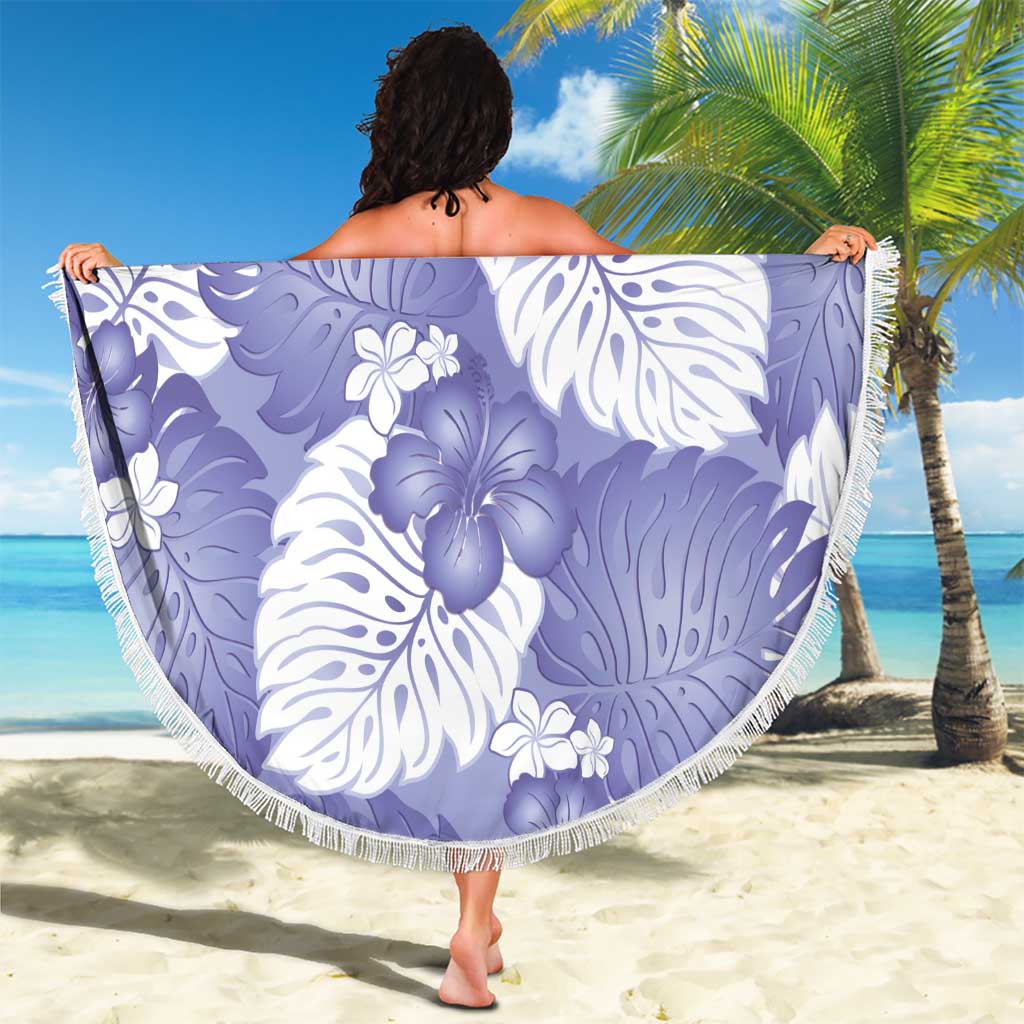 Purple Aloha Hawaii Beach Blanket Monstera Hibiscus Plumeria Seamless Vibes - Polynesian Pride