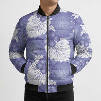 Purple Aloha Hawaii Bomber Puffer Jacket Monstera Hibiscus Plumeria Seamless Vibes - Polynesian Pride