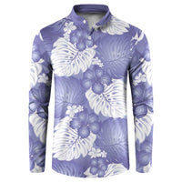 Purple Aloha Hawaii Button Sweatshirt Monstera Hibiscus Plumeria Seamless Vibes - Polynesian Pride