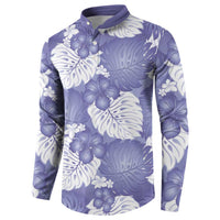 Purple Aloha Hawaii Button Sweatshirt Monstera Hibiscus Plumeria Seamless Vibes - Polynesian Pride