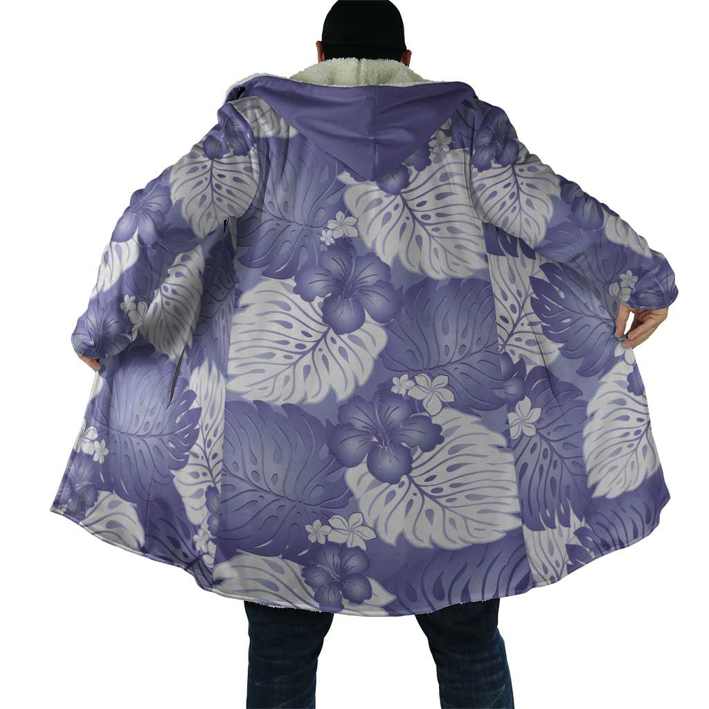 Purple Aloha Hawaii Cloak Monstera Hibiscus Plumeria Seamless Vibes - Polynesian Pride