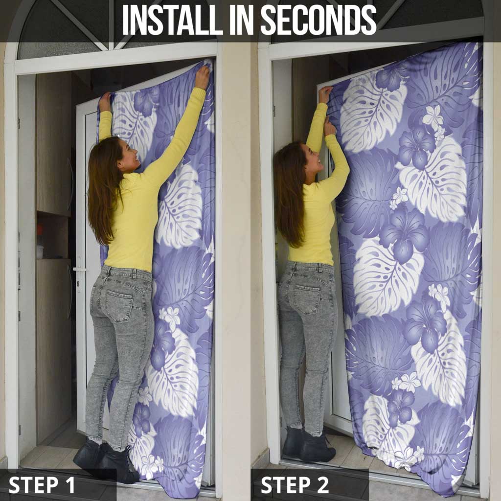Purple Aloha Hawaii Door Cover Monstera Hibiscus Plumeria Seamless Vibes - Polynesian Pride
