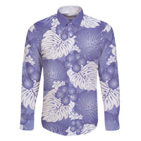 Purple Aloha Hawaii Family Matching Long Sleeve Bodycon Dress and Hawaiian Shirt Monstera Hibiscus Plumeria Seamless Vibes - Polynesian Pride