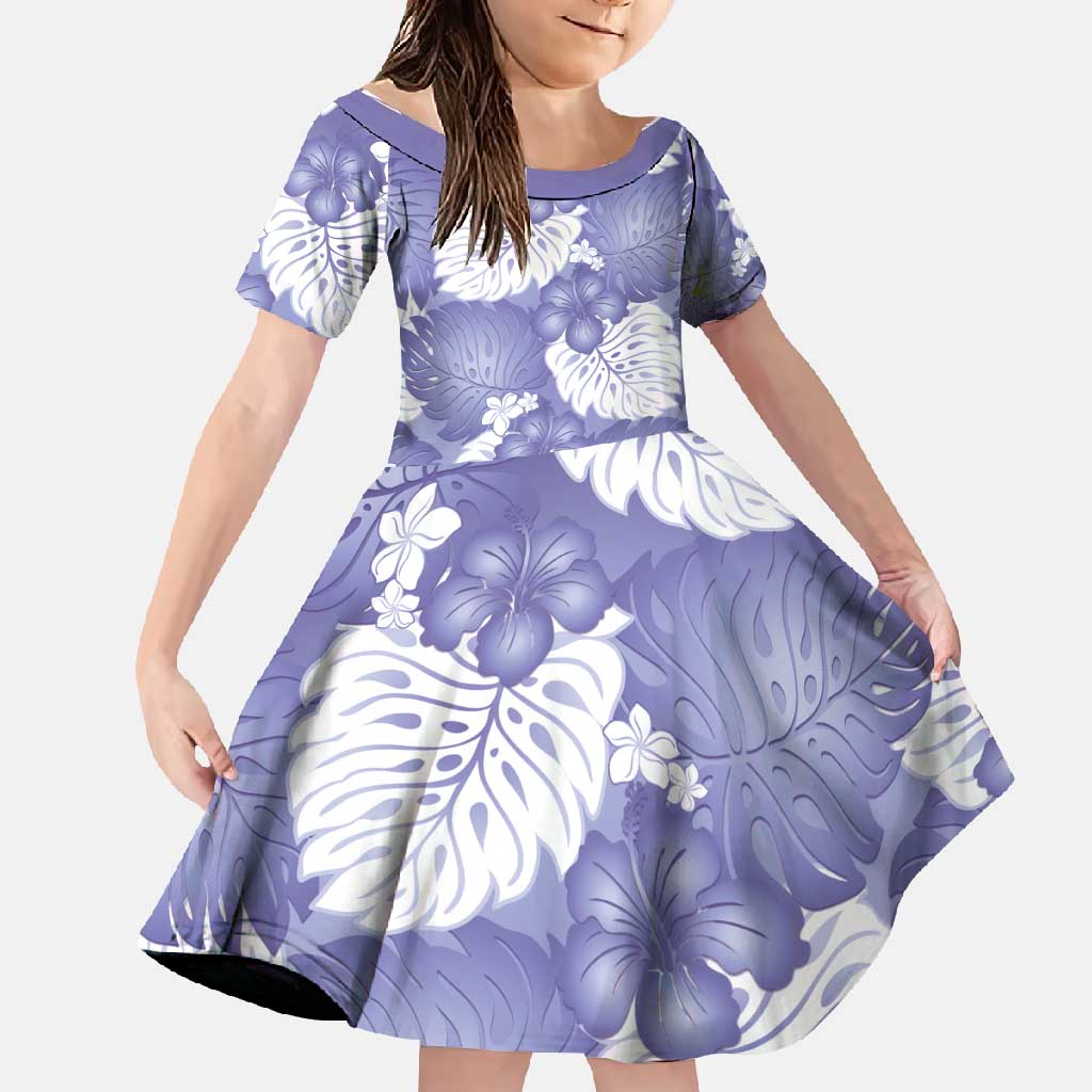 Purple Aloha Hawaii Family Matching Off Shoulder Maxi Dress and Hawaiian Shirt Monstera Hibiscus Plumeria Seamless Vibes - Polynesian Pride