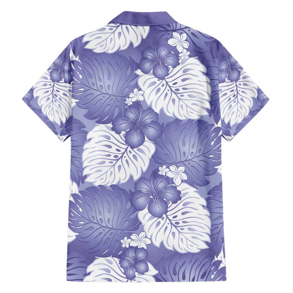 Purple Aloha Hawaii Family Matching Short Sleeve Bodycon Dress and Hawaiian Shirt Monstera Hibiscus Plumeria Seamless Vibes - Polynesian Pride