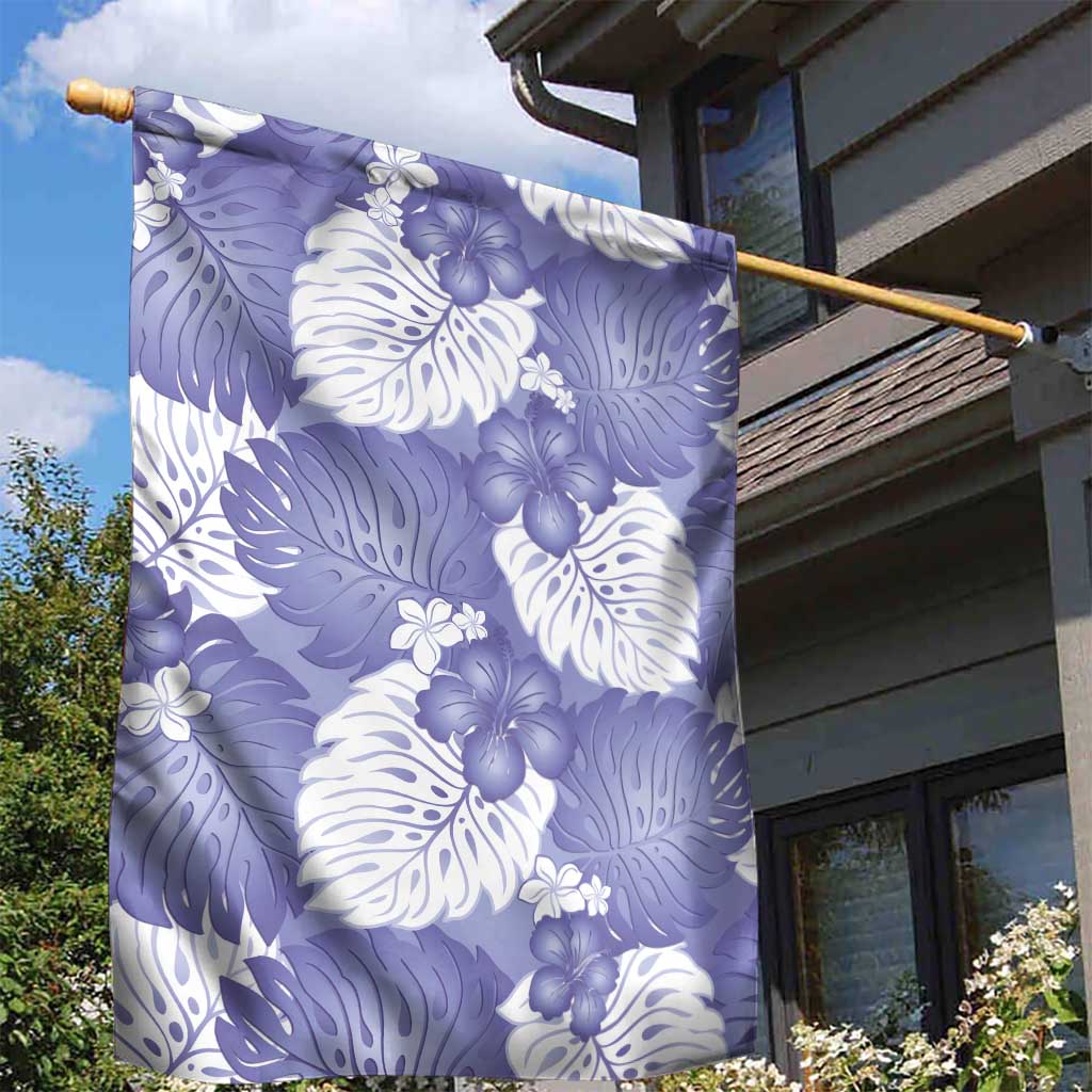 Purple Aloha Hawaii Garden Flag Monstera Hibiscus Plumeria Seamless Vibes - Polynesian Pride
