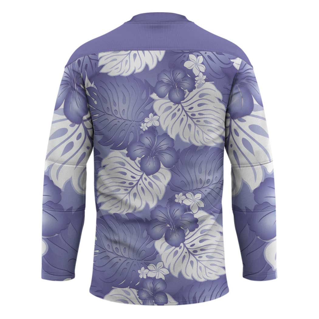 Purple Aloha Hawaii Hockey Jersey Monstera Hibiscus Plumeria Seamless Vibes LT14 - Polynesian Pride