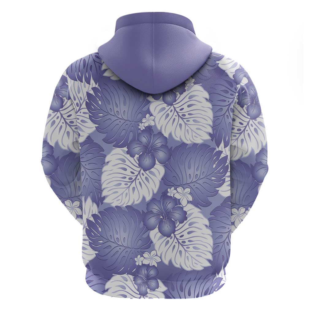 Purple Aloha Hawaii Hoodie Monstera Hibiscus Plumeria Seamless Vibes - Polynesian Pride