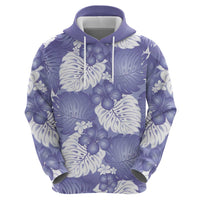 Purple Aloha Hawaii Hoodie Monstera Hibiscus Plumeria Seamless Vibes - Polynesian Pride
