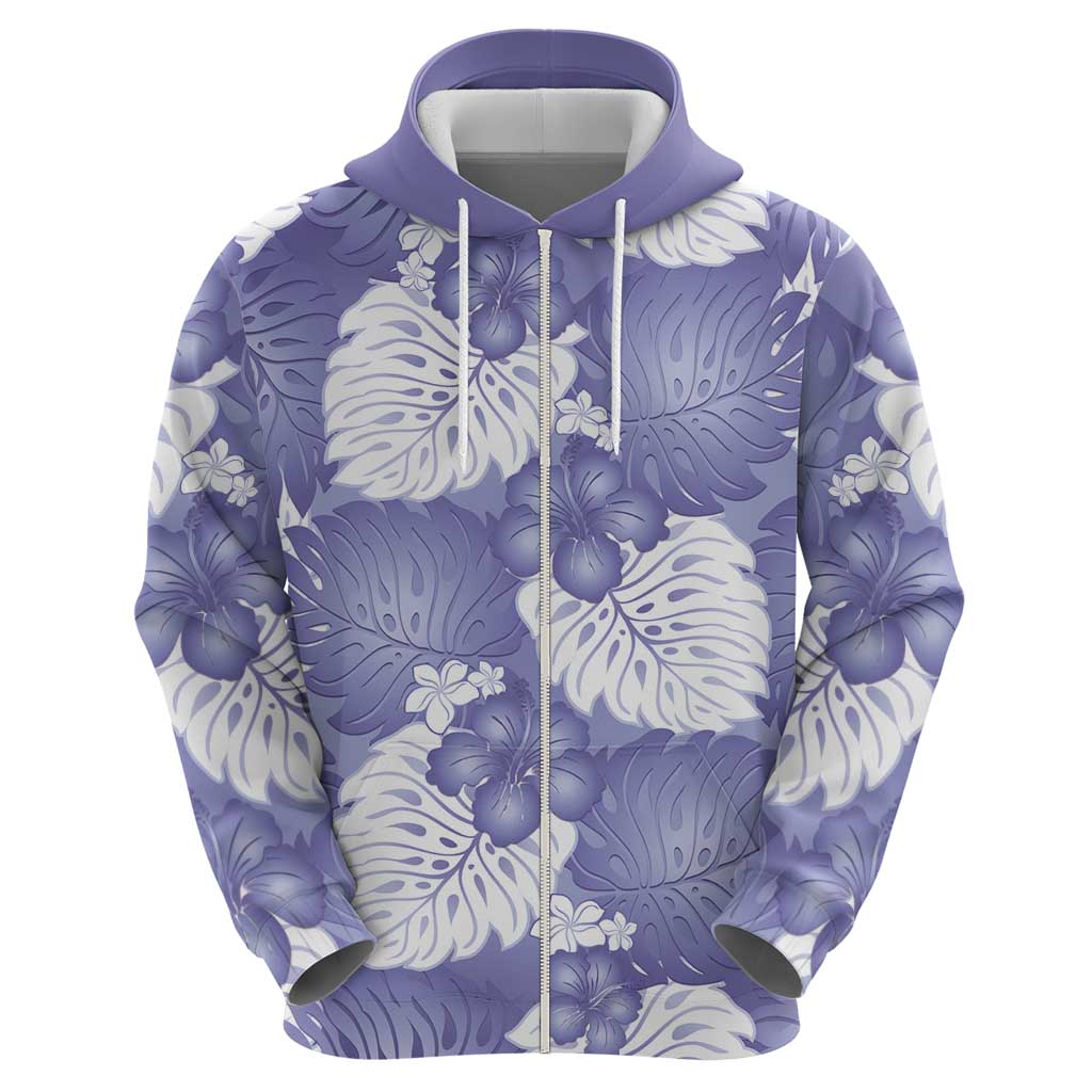 Purple Aloha Hawaii Hoodie Monstera Hibiscus Plumeria Seamless Vibes - Polynesian Pride
