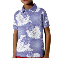 Purple Aloha Hawaii Kid Polo Shirt Monstera Hibiscus Plumeria Seamless Vibes - Polynesian Pride