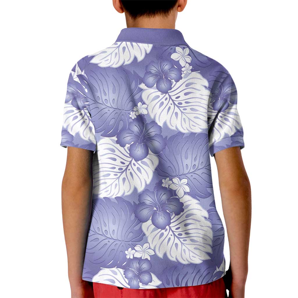 Purple Aloha Hawaii Kid Polo Shirt Monstera Hibiscus Plumeria Seamless Vibes - Polynesian Pride