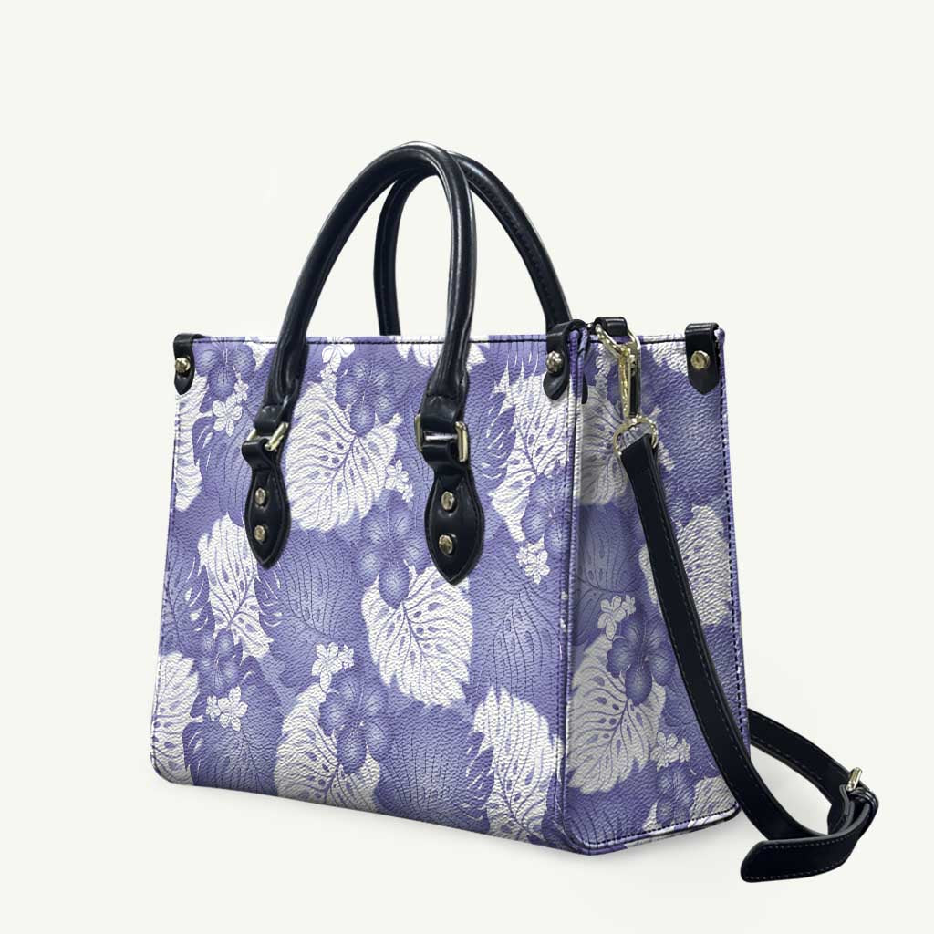 Purple Aloha Hawaii Leather Bag Monstera Hibiscus Plumeria Seamless Vibes - Polynesian Pride