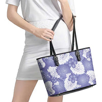 Purple Aloha Hawaii Leather Tote Bag Monstera Hibiscus Plumeria Seamless Vibes - Polynesian Pride