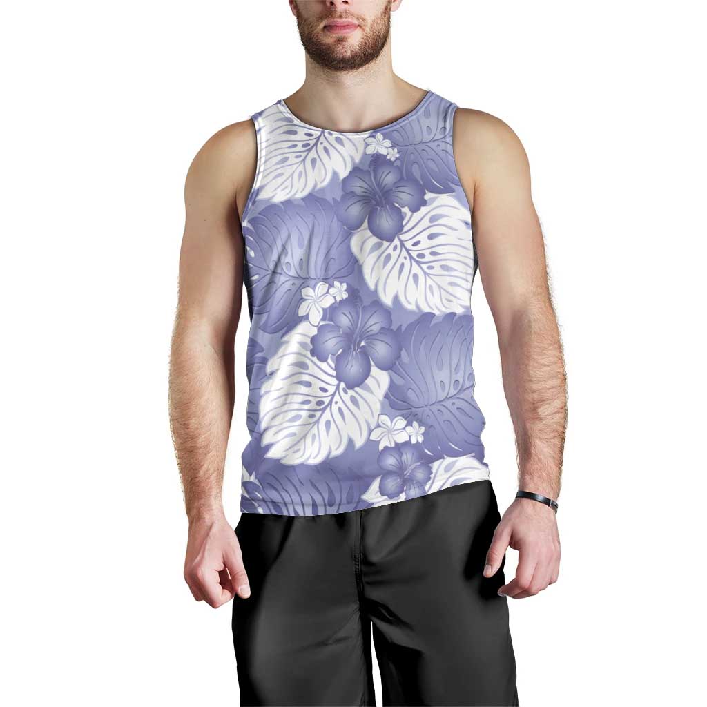 Purple Aloha Hawaii Men Tank Top Monstera Hibiscus Plumeria Seamless Vibes - Polynesian Pride