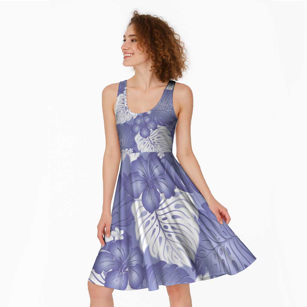 Purple Aloha Hawaii Midi Dress Monstera Hibiscus Plumeria Seamless Vibes - Polynesian Pride