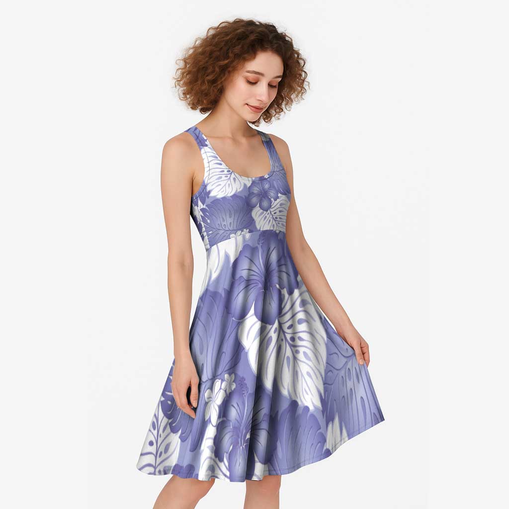 Purple Aloha Hawaii Midi Dress Monstera Hibiscus Plumeria Seamless Vibes - Polynesian Pride