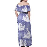 Purple Aloha Hawaii Off Shoulder Maxi Dress Monstera Hibiscus Plumeria Seamless Vibes - Polynesian Pride