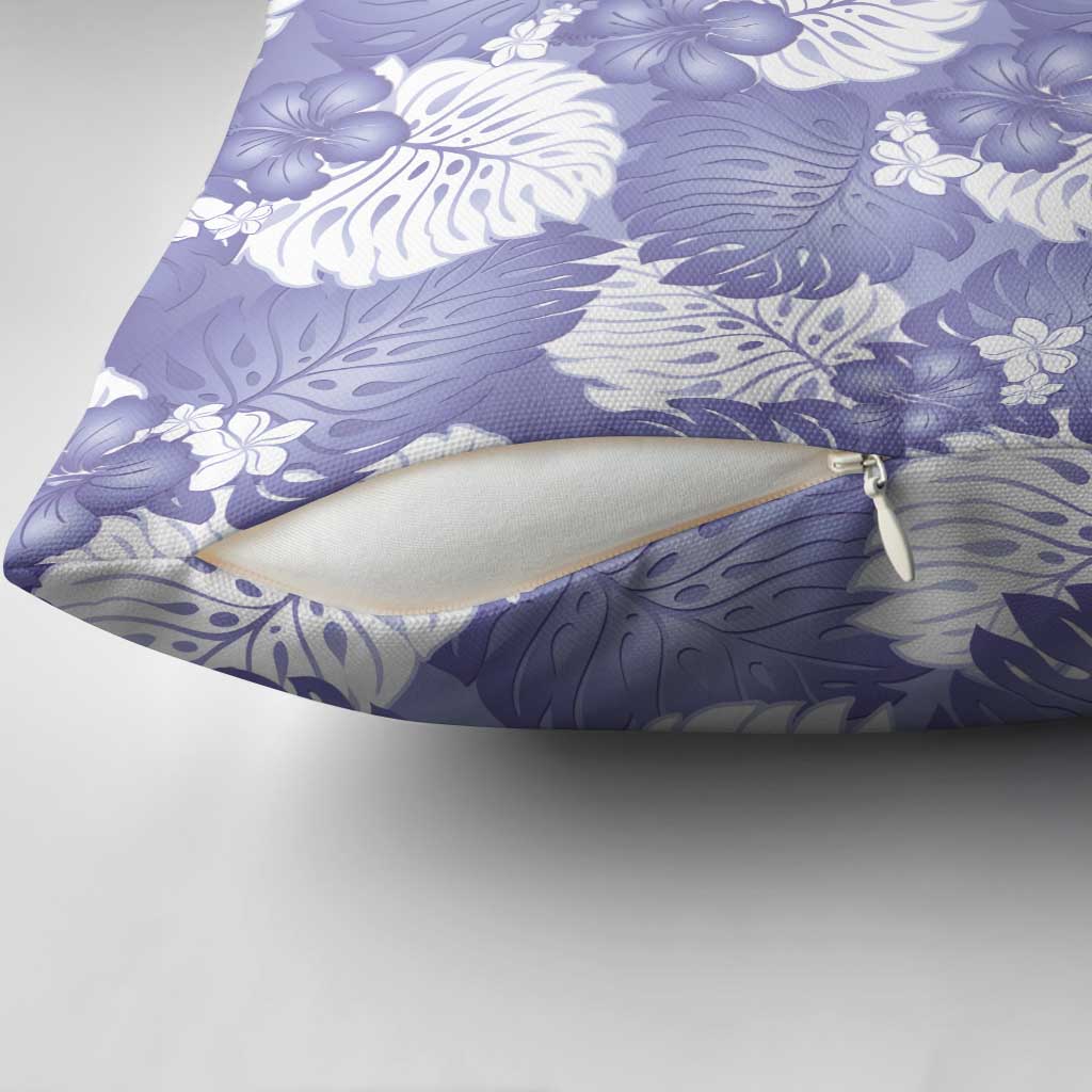 Purple Aloha Hawaii Pillow Cover Monstera Hibiscus Plumeria Seamless Vibes - Polynesian Pride