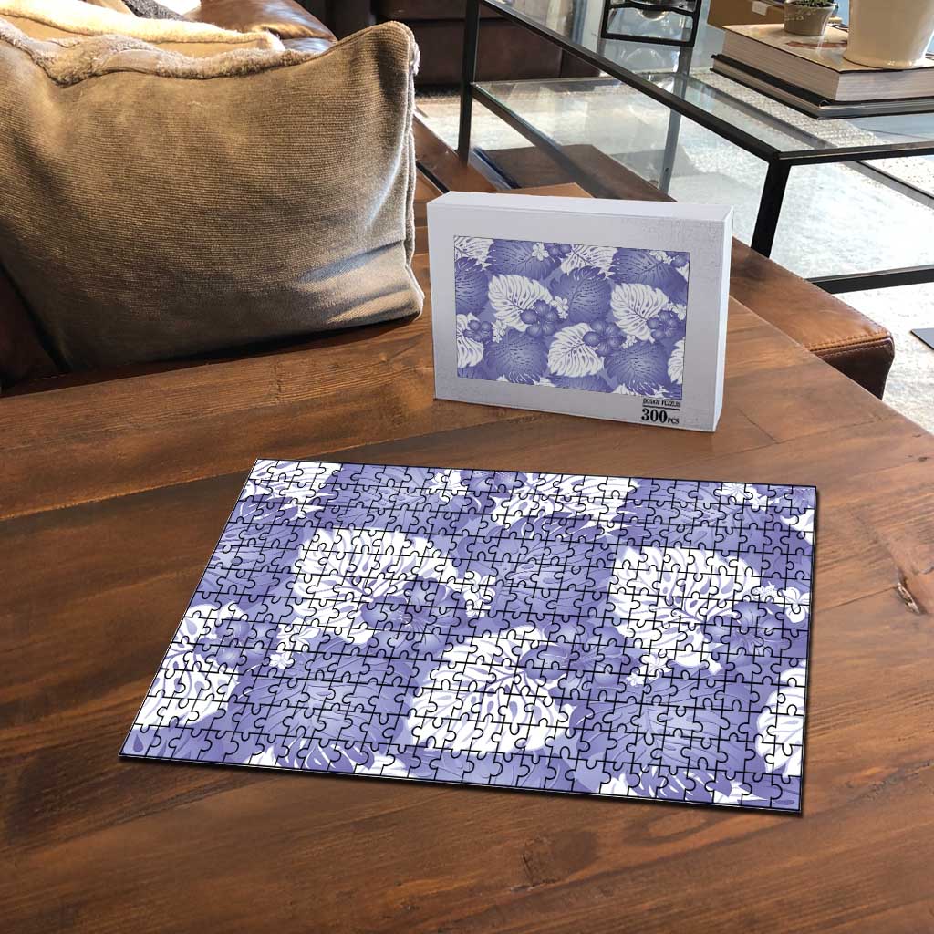 Purple Aloha Hawaii Puzzle Monstera Hibiscus Plumeria Seamless Vibes - Polynesian Pride