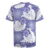Purple Aloha Hawaii Rugby Jersey Monstera Hibiscus Plumeria Seamless Vibes - Polynesian Pride