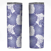 Purple Aloha Hawaii Skinny Tumbler Monstera Hibiscus Plumeria Seamless Vibes - Polynesian Pride
