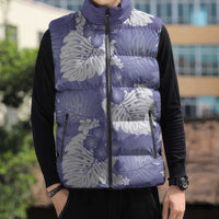 Purple Aloha Hawaii Sleeveless Puffer Jacket Monstera Hibiscus Plumeria Seamless Vibes - Polynesian Pride